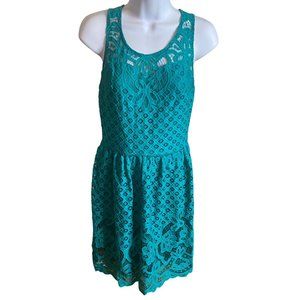 Exhilaration green lace crochet lined size S dress New with tags